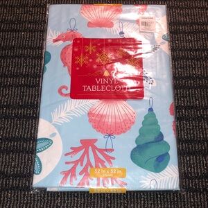 Square Size Vinyl Tablecloth with Ocean Life Design
